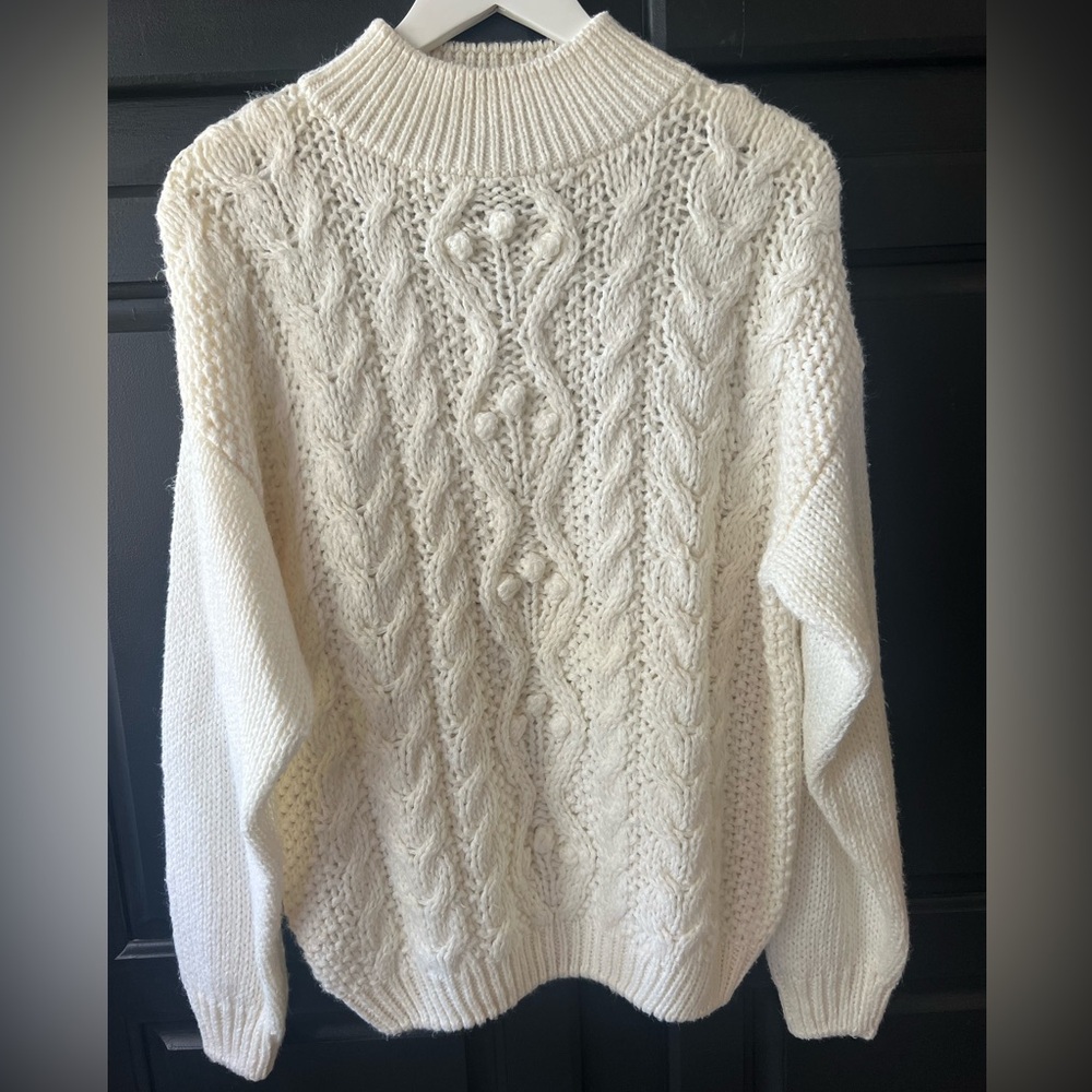 Vintage Rafferty Ivory Sweater Knitted By Hand Medium